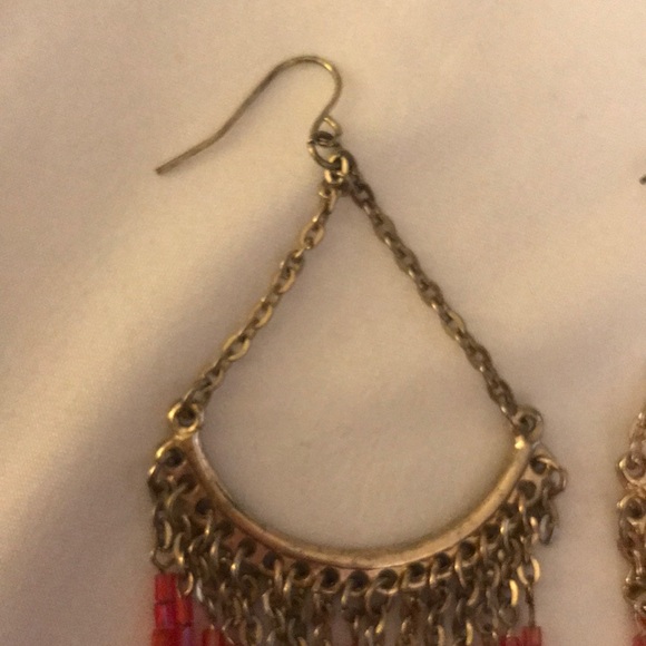 Gold Pink and Orange Bohemian Rhapsody Earrings - Picture 3 of 6